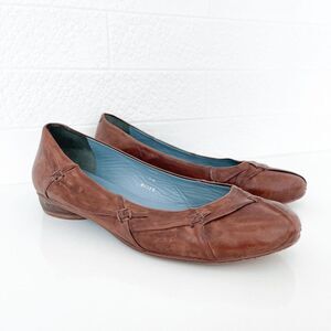 Arnold Churgin Womens Handmade Slip On Ballet Flat Leather Shoes Brown 36
